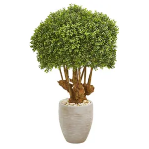 41” Boxwood Artificial Topiary Tree in Sandstone Planter (Indoor/Outdoor) 41” Boxwood Artificial Topiary Tree in Sandstone Planter (Indoor/Outdoor)