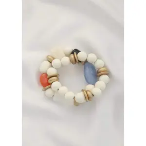Chunky Bead Metal Disc Bracelet Set