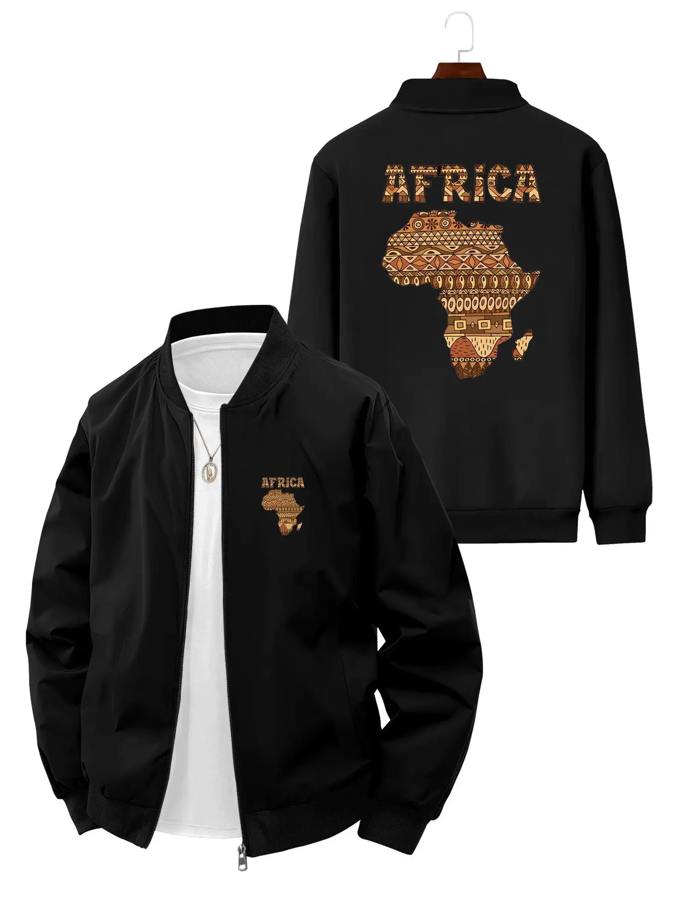 Casual Trendy African Map Printed Men's Jacket for Daily Street Wear and Fashion Outfits