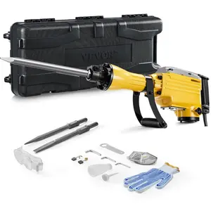VEVOR Demolition Jack Hammer, 2100W Electric Jackhammer Heavy Duty, 1650 BPM Industrial-Grade Jack Hammer Concrete Breaker, with 1 Point Chisel, 1 Flat Chisel, Gloves and GogglesVEVOR Super Brand Day