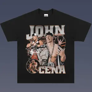 John Cena Vintage Graphic Tees, Wrestler Tshirt, WWE Shirts, Crew Neck Casual T-Shirt, Unisex Wrestling Shirt, Men Clothing, Gifts For Men Women Streetwear Menswear Womenswear Top
