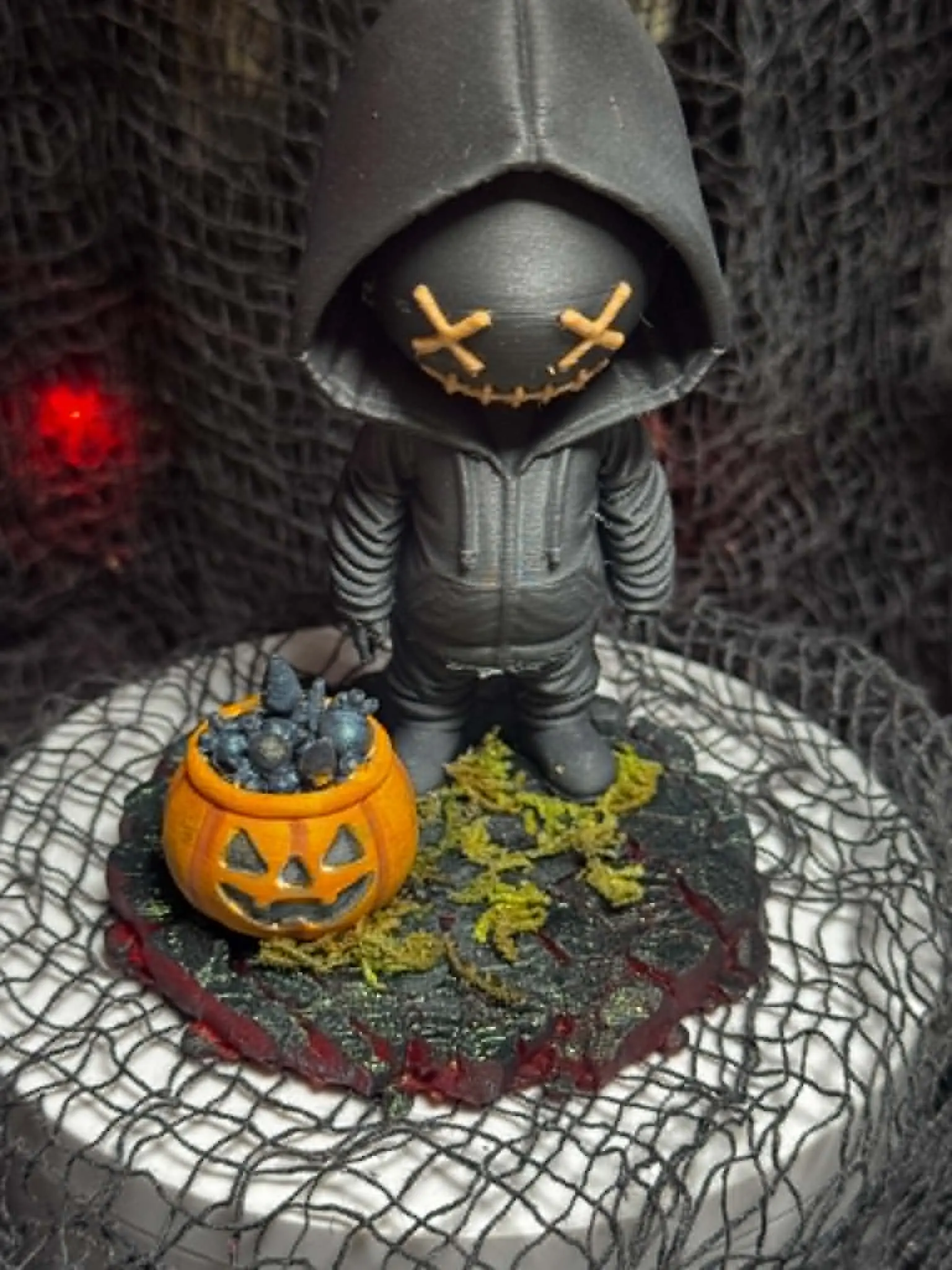 Creepy Hooded Trick-or-Treater Hand Painted Halloween Collectible Gothic Decor