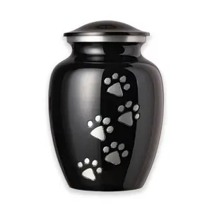 Urn for Pet Ashes Classic Aluminum Urn with Pawprints Pet Memorial & Keepsake for Dog Moms & Cat Lovers