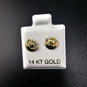 14 KT Gold Earrings with Unique Sun and Moon Design for Everyday Wear