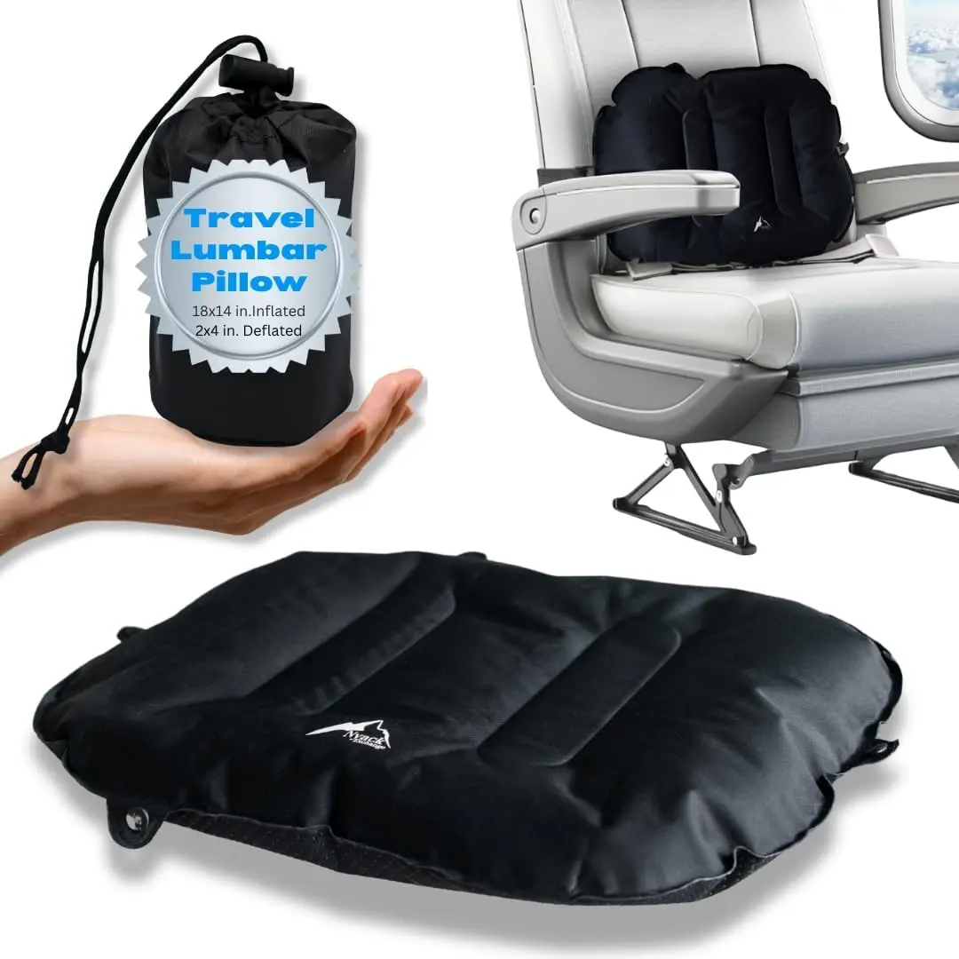 Inflatable Lumbar Pillow Seat Cushion for Airplane Travel - Comfortable Back Support for Sitting Use, Lumbar Support Pillow