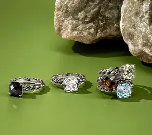 JAI Ireland Sterling Silver Cara Rope Gemstone Ring