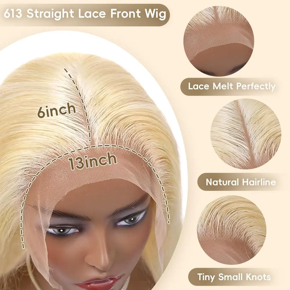 200 Density 13x6 HD Lace Front Wig Straight Human Hair Pre Plucked Baby Hair 30 Inch 13x6 HD Lace Front Wig 200 Density Virgin Straight  main image 4