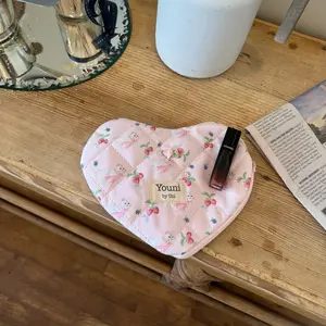 Pink French berries heart pouch