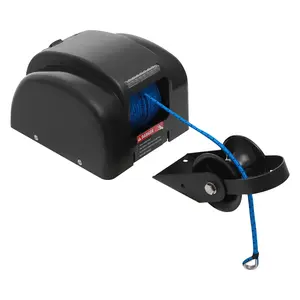 Electric Anchor Winch for Boat Marine 45LBS Capacity DC12V Motor with Remote Control 100FT Braided Rope 700LBS Breaking Strength Free Fall Lowering LED Light Waterproof Wire for Lake River Saltwater