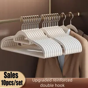 10pcs Non-Slip Invisible Hangers, Thickened, Dry & Wet Use, Space Saving Closet Organizer, No Shoulder Damage, Durable