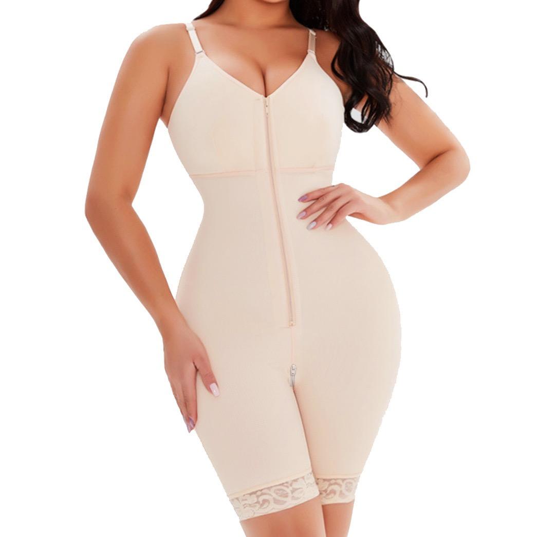 Women's  Fajas Colombianas shapewear Tummy Control Butt Lifter Shaper with Zipper Crotch detachable shoulder strap Womenswear