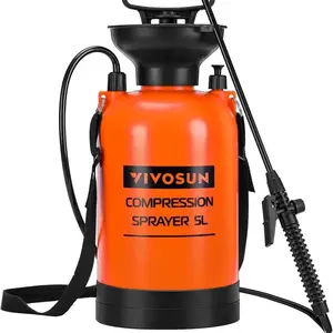 1.35-Gallon Pump Pressure Sprayer, Pressurized Lawn & Garden Water Spray Bottle with Adjustable Shoulder Strap, for Spraying Plants, Garden Watering and Household Cleaning