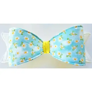 Spring White Blue Daisy Large Bow
