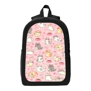 Cute Cat Print Backpack Lightweight Casual Backpack with Zip Closure Adjustable Straps, Applicable to for Women and Men