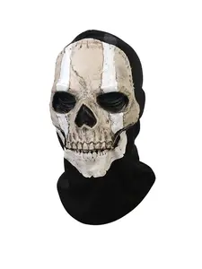Horror Halloween Cos Skull Mask, Adjustable Chin, Realistic Latex Helmet, Adult Full Head Skeleton Costume Accessory