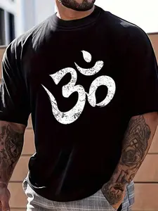 100% Cotton Yoga Om Outfit Spiritual Symbol Aum Meditation Ohm T-Shirt Women's Men's Graphic Tee Crew Neck summer vacation Tops