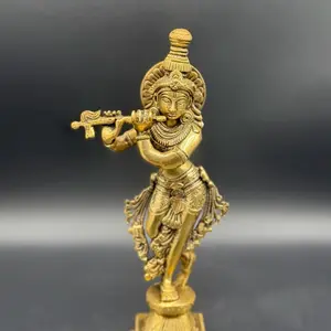 Radha Krishna small Brass Statue for Religious Decor and Spiritual Home Decorations