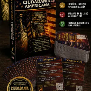 Flash Card 2026/128 Preguntas Oficiales USCIS en Español e Ingles con Pronunciacion/Guia para Aprobar Examen De Naturalizacion USA
