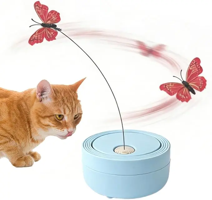 Cat Electric Toy, USB Rechargeable Butterfly Wand, Interactive Teasing Cat Toy, Fun Indoor Exercise Tool, Engaging Kitten Play Activity, for Indoor Cats Kittens Boredom Relief Home Use