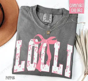 Pink Lolli Bow Shirt Comfort Colors, Women's Tee, Cute Women's Tshirt