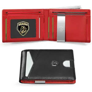 Dravan Men's Portable Carbon Fiber Business Wallet with RFID Anti-Theft Protection, Ideal for Independent E-commerce Businesses, Red & Black, Business Wallets