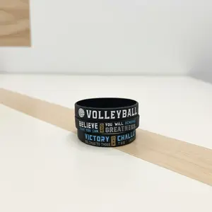 3pcs Volleyball Believe You Can Victory Winner Never Quit Never Give Up Rubber Bracelet Silicone Wristband, Inspirational Sports Accessory