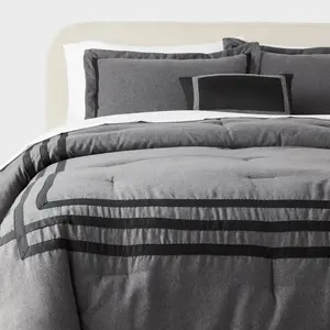 8pc King Applique Border Comforter and Sheet Set Gray - Threshold