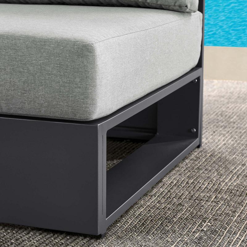 Modway Tahoe Outdoor Patio Powder-Coated Aluminum Modular Armless Chair in Gray Gray