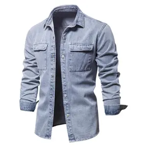 2025 Spring and Autumn Men's Denim Jacket Trendy Casual Washed Denim Top