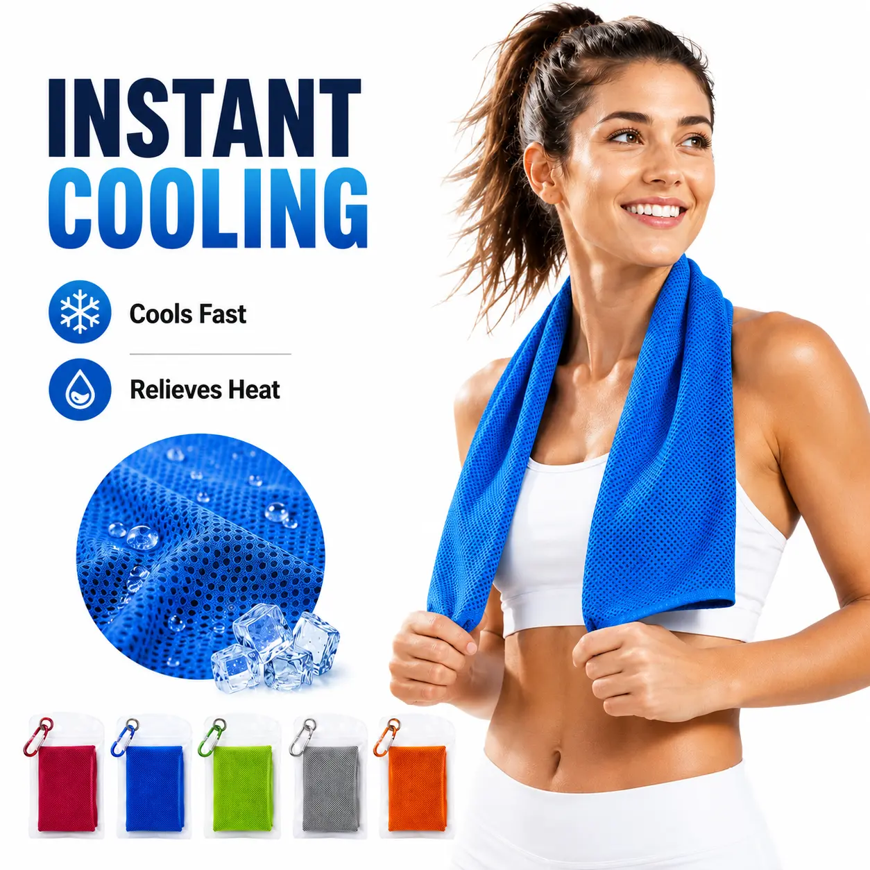 1 Packs Cooling Towels, Cooling Towels for Neck and Face, Sweat Microfiber Towel Soft Breathable Towel for Gym, Yoga, Camping, Running, Fitness, Workout & More Activities