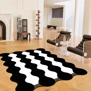 Irregular Geometric Pattern Bedside Rug, 1/2 Counts Non-slip Soft Floor Mat, Decorative Carpet for Home Living Room Bedroom Study Room Boho Area Rugs