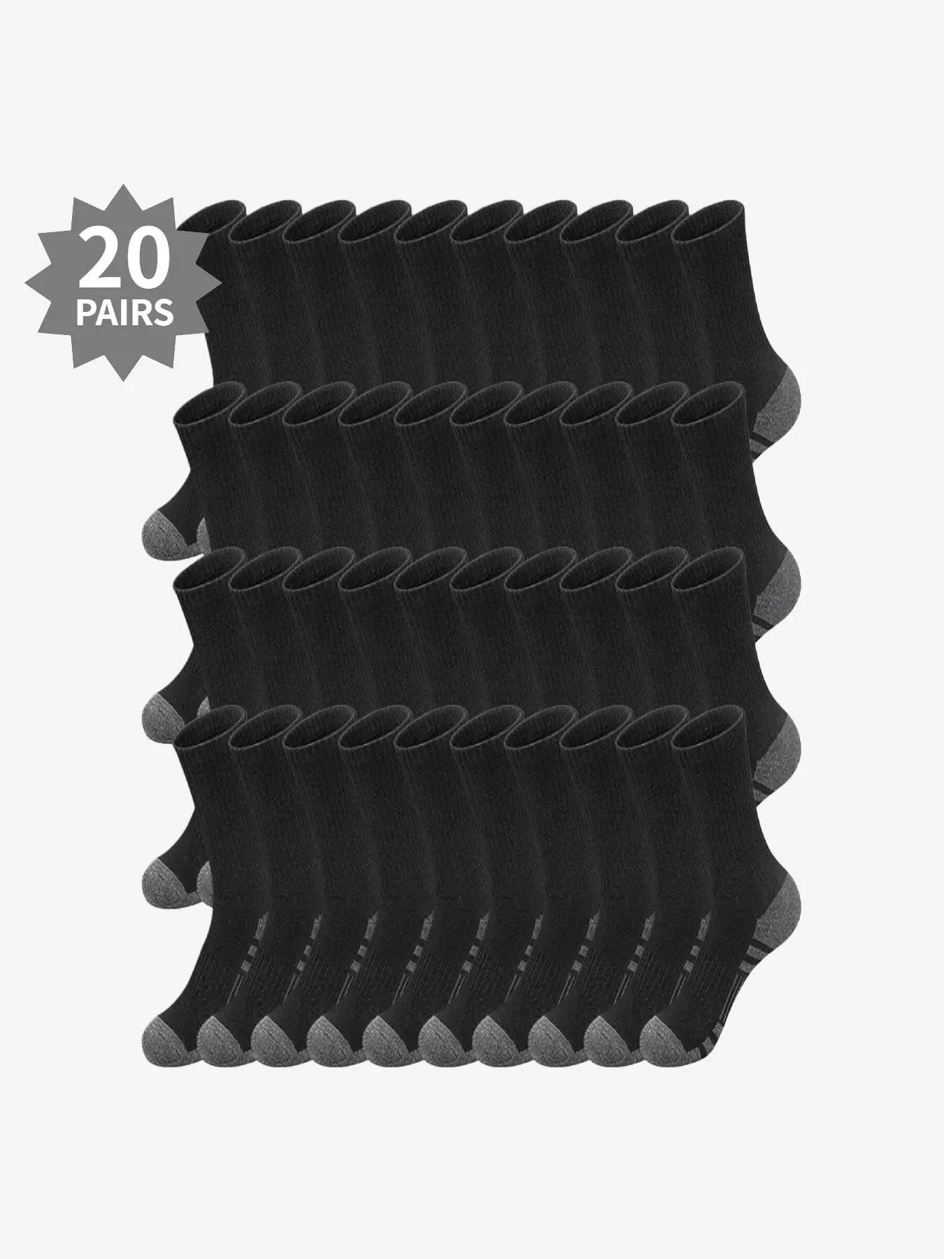 20 pairs of solid-color crew socks for men, breathable, comfortable, soft, casual, minimalist style men's socks, men's athletic socks, suitable for all seasons, Tubesocks