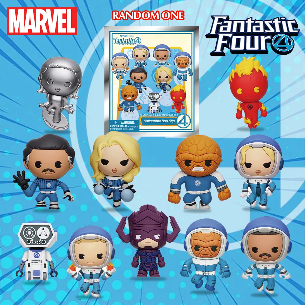Marvel Officially Licensed Marvel Fantastic Four PVC Keychain Blind Bag Collectible Superhero Mystery Gifts Set Limited Edition PVC Collectibles For Marvel Fans Interesting Festival Party Gifts
