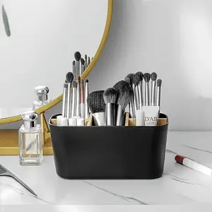 Multi-Functional Toothbrush Holder Stand, Independent Countertop Bathroom Storage Box, Razor & Makeup Brush Organizer, Home Decor