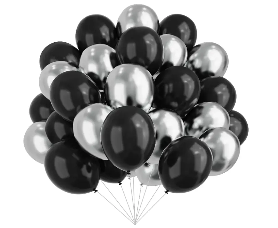 Black and Silver Balloons, 67pcs 12 Inch Metallic Chrome Silver and Black Balloons for Birthday, Baby Shower, Wedding, and Engagement Party Decoration