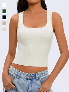 WIETRY Women's Ribbed Knit Tank Tops 2026 Square Neck Sleeveless Summer Basic Shirts Sweater Vest /W5