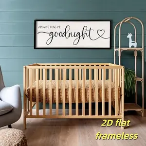 1pc Farmhouse Couple Bed Wall Art Poster - Modern minimalist bedroom decoration with "Kiss Me Goodnight Forever" script - Canvas print for living room and bedroom, 2D flat printing frameless painting