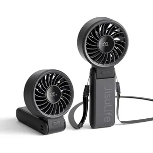 Handheld Fan Life7 – Ultimate Flexibility: High-Power Motor, LED Display, 19.5 Hrs Cooling, 5000mAh Rechargeable, 5-Speed, Foldable Design, 3-IN-1 Portable Fan for Travel Cruise Beach(Black)