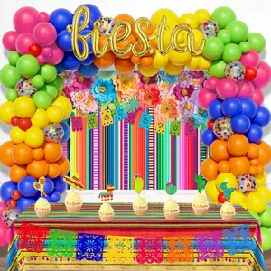 Level Up Your Fiesta! Memorial Day Luxury Decoration Set – Vibrant Papel Picado, Balloon Backdrop & Taco Night Essentials | Must-Have Birthday Party Supplies