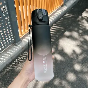 1L Gradient Color Water Cup, Large Capacity Leak-Proof Portable Direct Drink Space Cup, Measuring Fitness Sports Water Bottle, Hydration Bottles