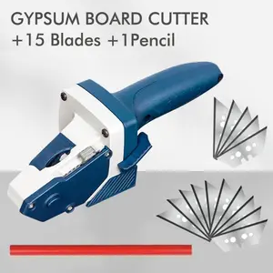 Drywall Cutting Tool - Gypsum/Rock/Cardboard Cutter with 15 Blades & Pencil, Industrial Grade Alloy Blade, All-in-One Hand Tool for Gypsum Board Cutting