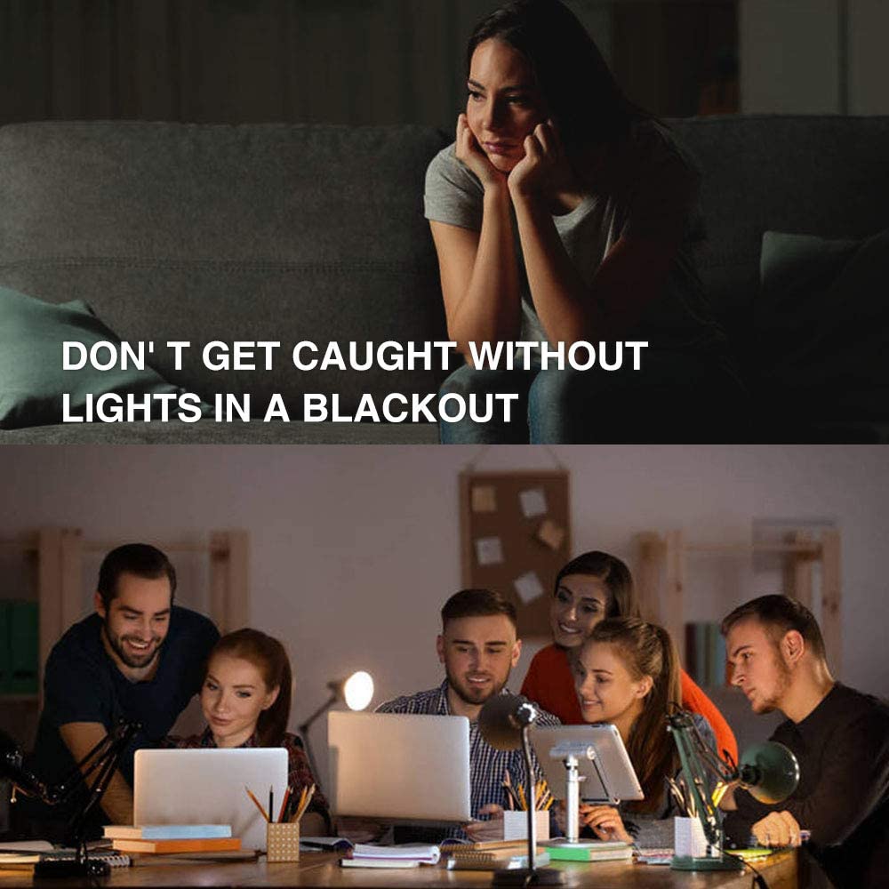 6PK Rechargeable Emergency LED Light Bulb, 12W 6500K Daylight, Battery Backup Lamp Stay Lights Up During Power Outage for Home Camping multifunctional tool