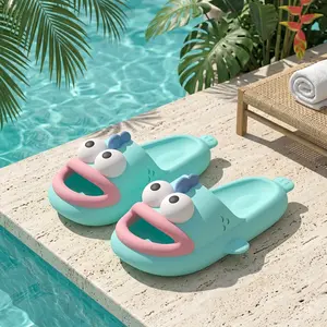 Ultra Soft EVA Cloud Slippers - Funny Quirky Big Eye Fish Footwear, Non-slip Quick Dry Indoor Outdoor Shoe, Men's Flipflop Style Bathroom House Slides