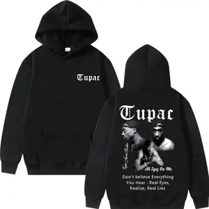 2025 Autumn and Winter Rapper Tupac 2pac Shakur All Eyez on Me 100% Pure Cotton Printing Hoodie Men Hip Hop Fashion Unisex GSQ