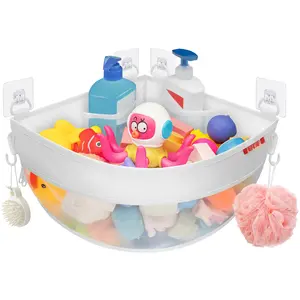 4.32 Gallons Corner Mounted Bath Toy Storage Holder,Bathtub Toy Storage Organizer,Mesh Shower Caddy for Bathtub Toy Organizer and Storage,Quick Dry Bath Toy Organizer,Bath Toy Holder