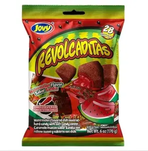 Revolcaditas Sandia, watermelon flavored chili covered hard candy with soft candy center bag with 28 pieces