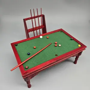 1:12 Dollhouse Pool Table Set with Cues Balls Rack Stand Perfect for Scene Decor Gift for Dollhouse Lovers Christmas Easter New Year Gift