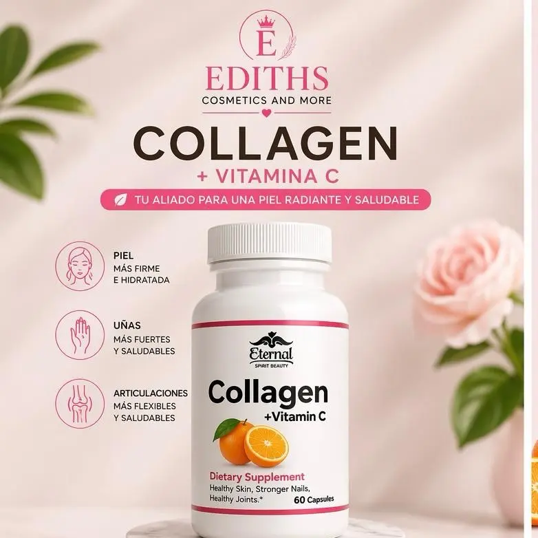 Eternal Collagen + Vitamin C Dietary Supplement for Skin Hydration Stronger Nails Healthy Joints 60 Capsules Healthcare Colagen Fitness