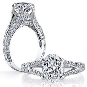 Pave Split Shank Engagement Ring