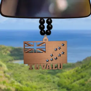 Tuvalu Ornament - 1/4 Inch Thick Wood Cherry Hickory Mahogany Unfinished 4 inches & 4.5 Inches Long Side Stylish Car Accessory